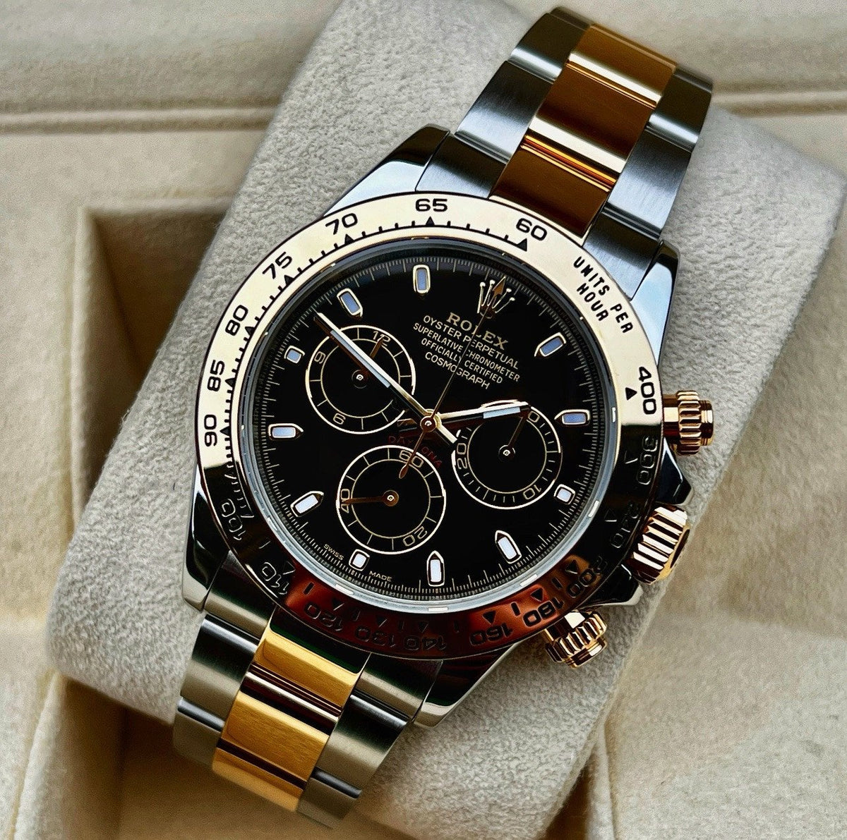 Rolex Daytona Cosmograph 116503 40mm Steel Yellow Gold Black Dial w/ B+P