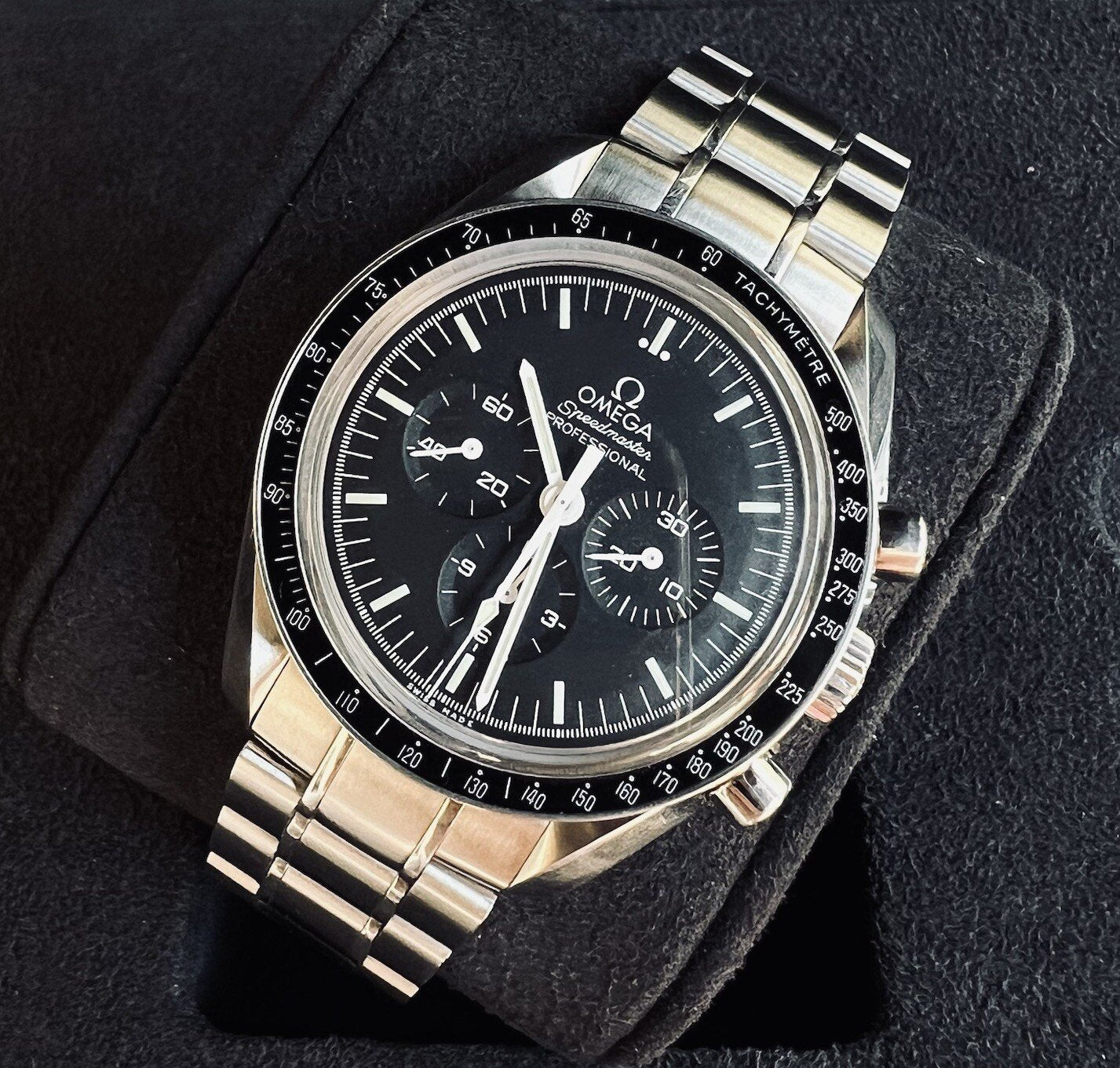 OMEGA Speedmaster Moonwatch Sapphire Sandwich Chrono 42mm Steel Men’s w/ B+P