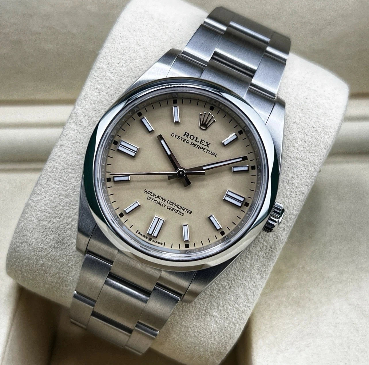 Rolex Oyster Perpetual 36mm 2026 Beige Dial 126000 Steel Oyster Box & Papers