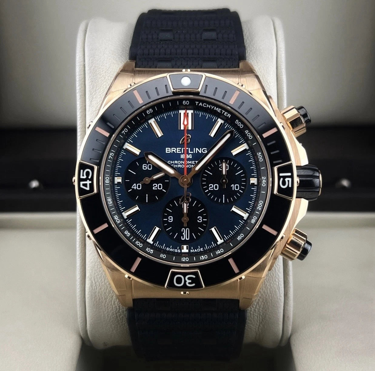 Breitling Super Chronomat 2024 B01 44mm Blue Dial LE 1 Of 140 Rose Gold RB0136