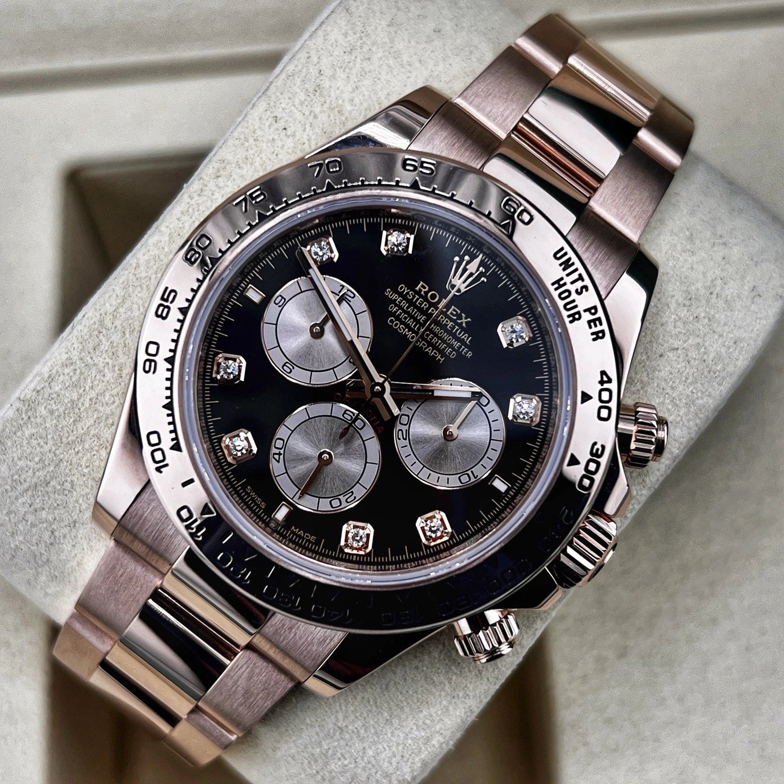 Rolex Daytona Cosmograph 2026 40mm 18k Rose Gold Black Diamond 126505 Box Papers