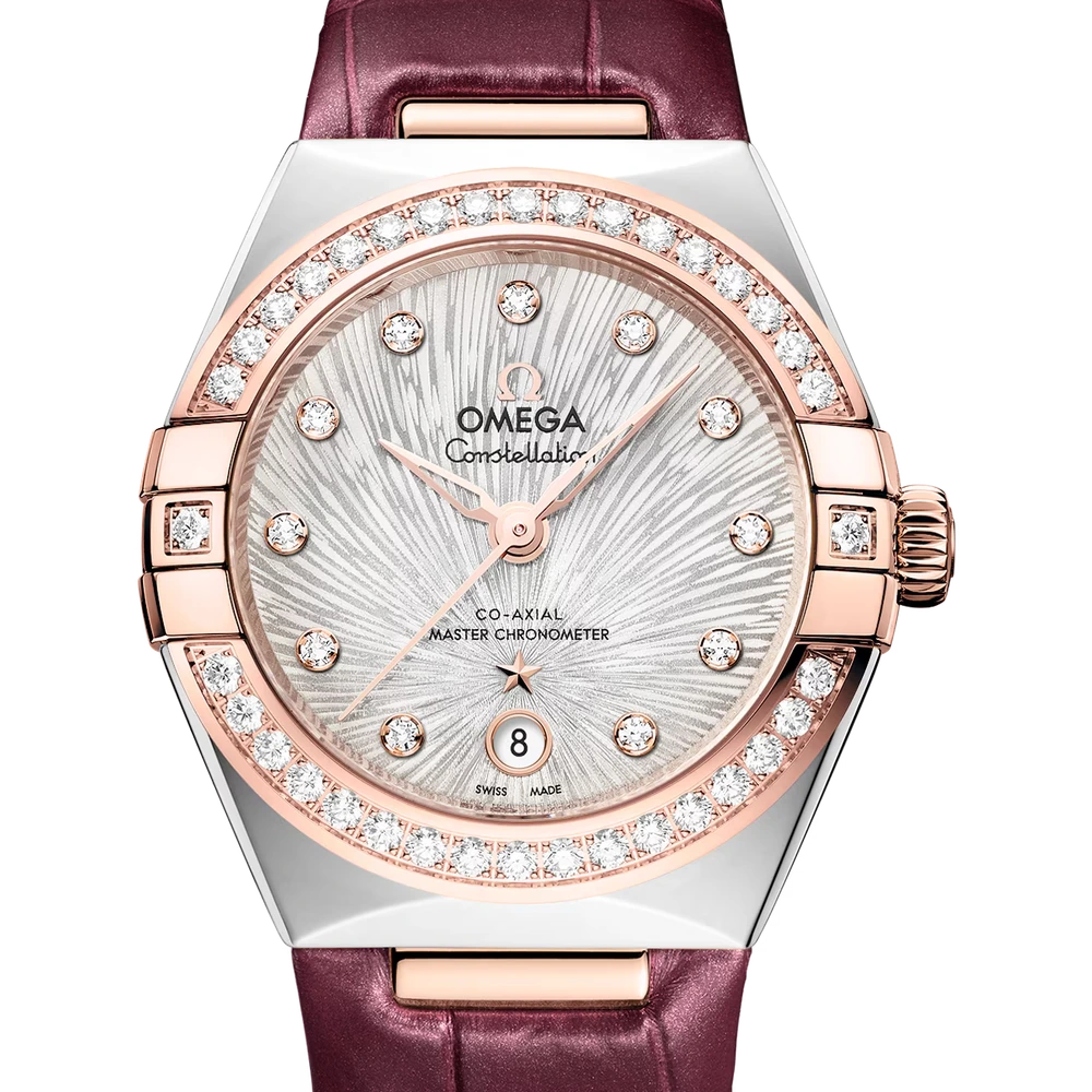 Omega 29 mm, steel - Sedna gold on alligator