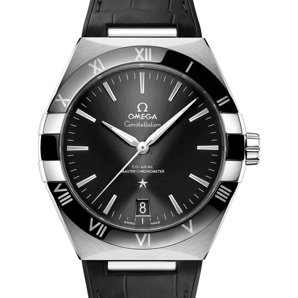 Omega 41 mm, steel on leather strap