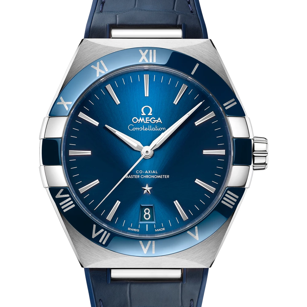 Omega 41 mm, steel on leather strap