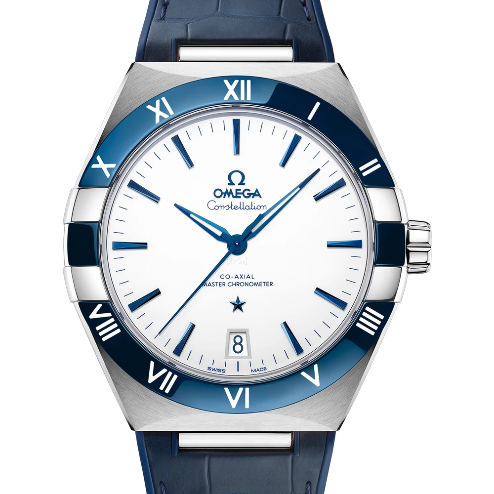 Omega 41 mm, steel on leather strap