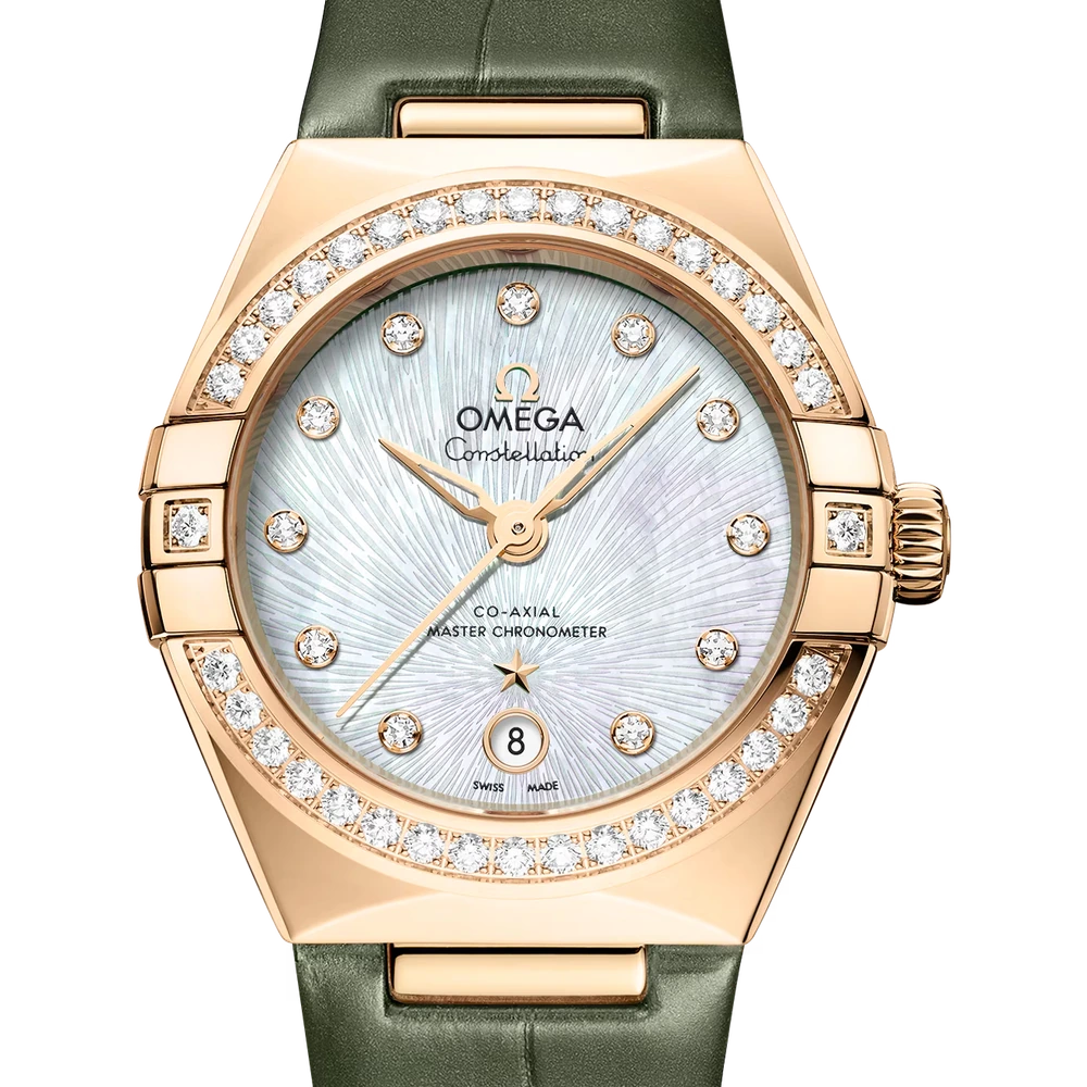 Omega 29 mm, Moonshine gold on alligator