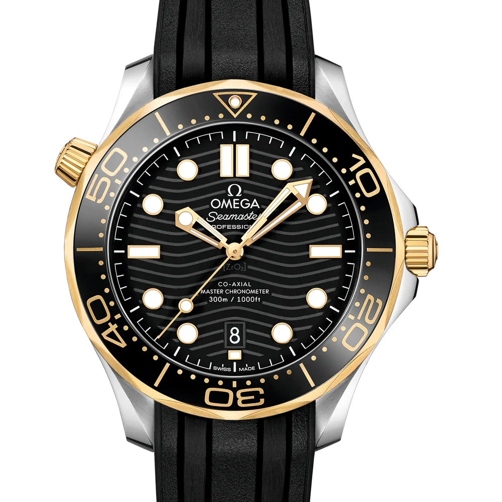 Omega 42 mm, steel - yellow gold on rubber strap