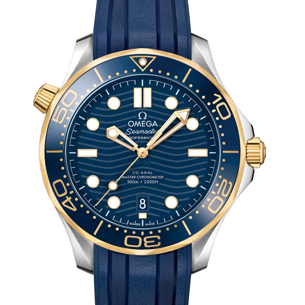Omega 42 mm, steel - yellow gold on rubber strap