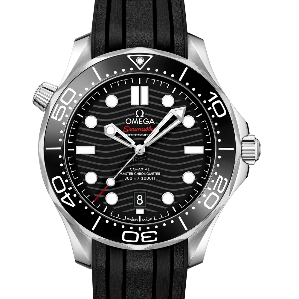 Omega 42 mm, steel on rubber strap