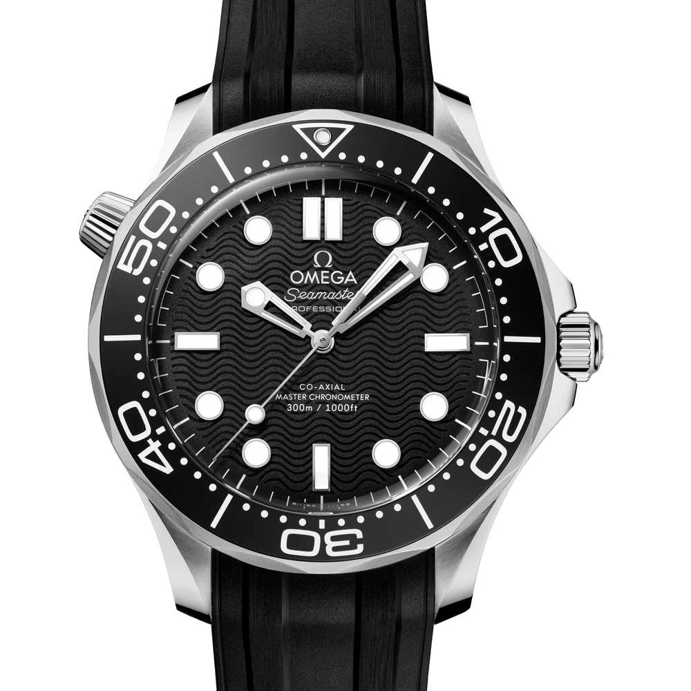 Omega 42 mm, steel on rubber strap