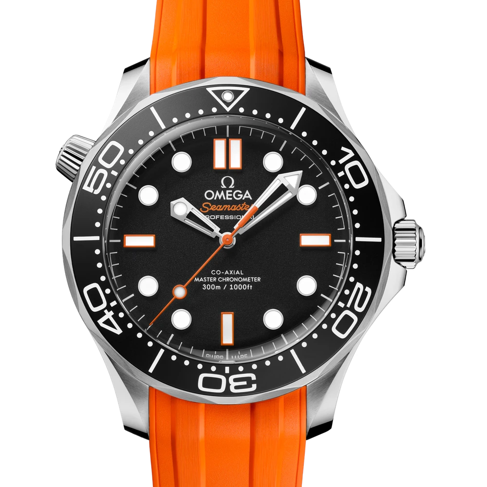 Omega 42 mm, steel on rubber strap
