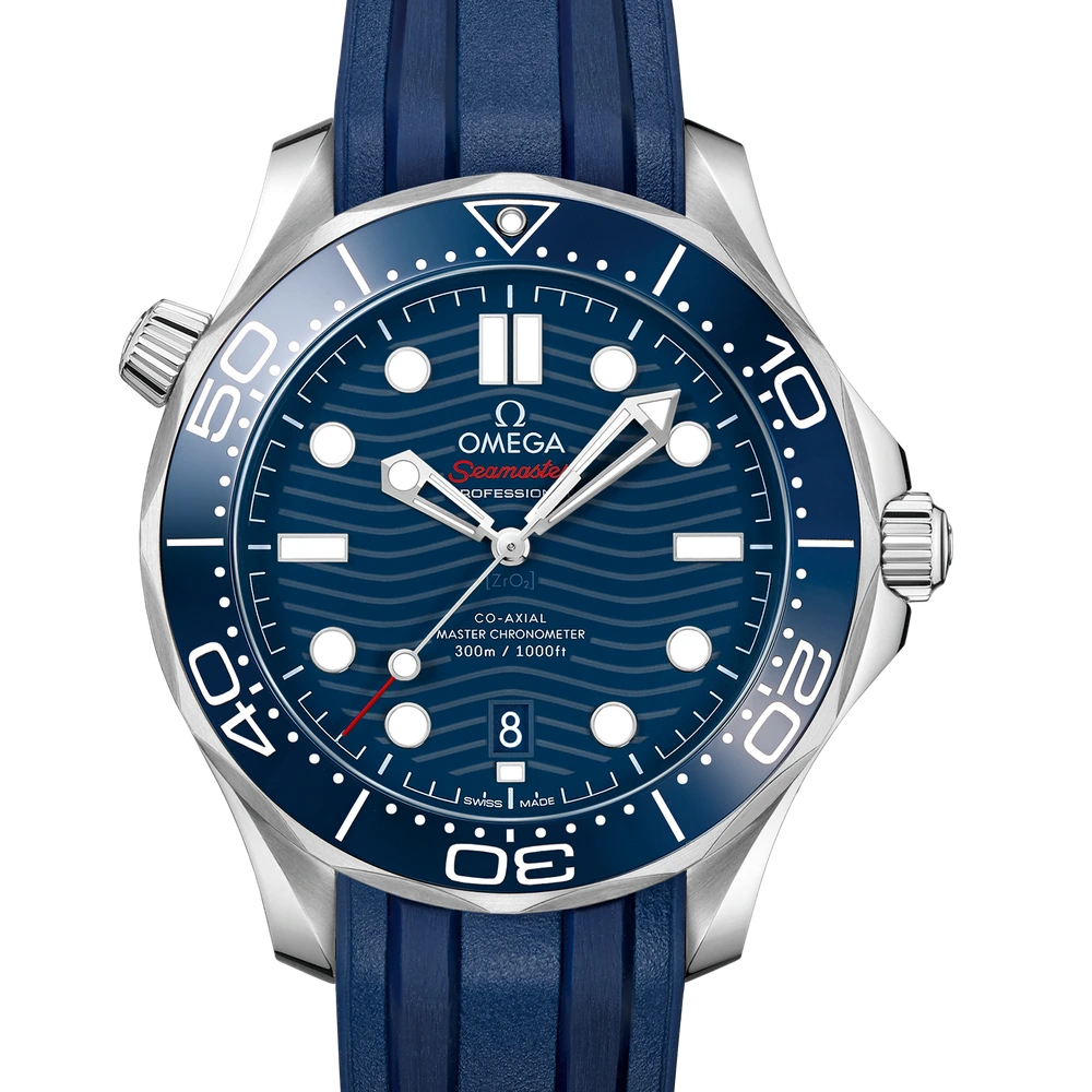 Omega 42 mm, steel on rubber strap