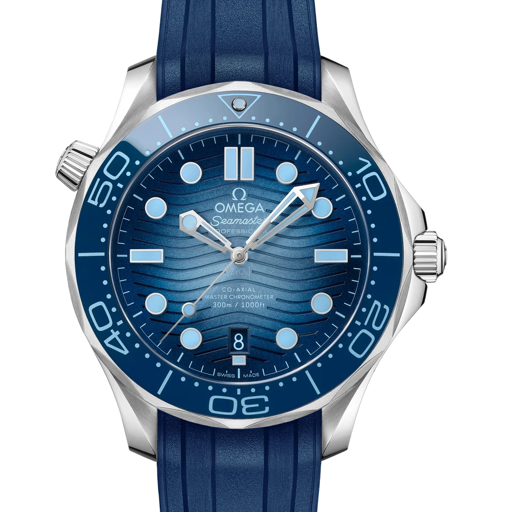 Omega 42 mm, steel on rubber strap