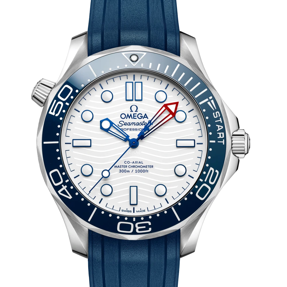 Omega 42 mm, steel on rubber strap