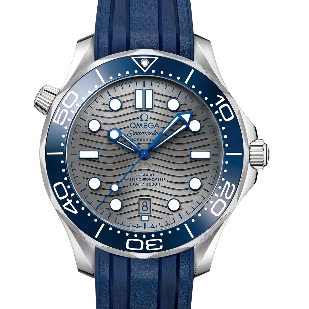Omega 42 mm, steel on rubber strap