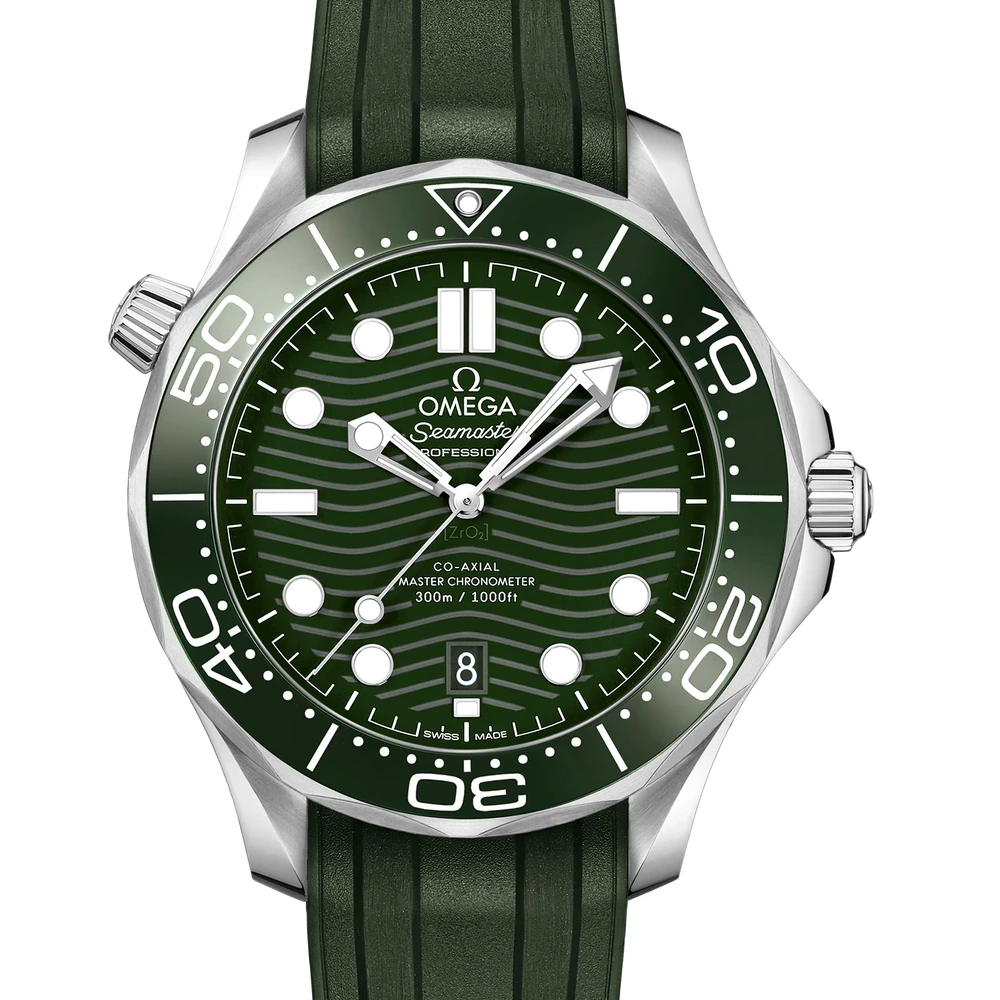 Omega 42 mm, steel on rubber strap