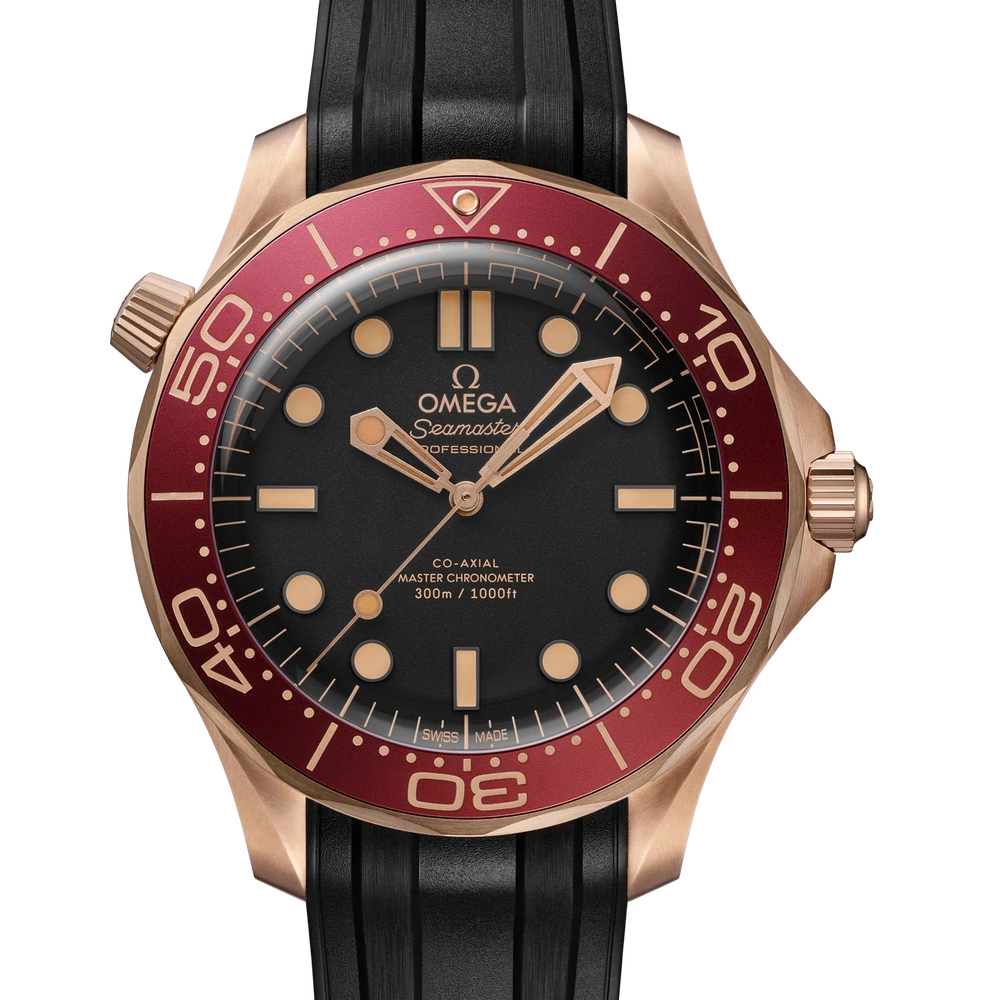 Omega 42 mm, Bronze gold on rubber strap