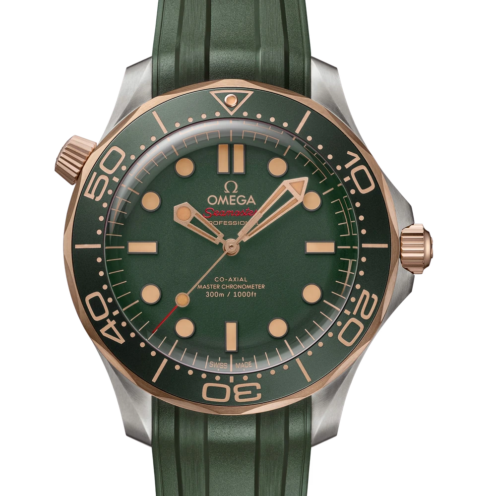 Omega 42 mm, titanium - Bronze gold on rubber strap