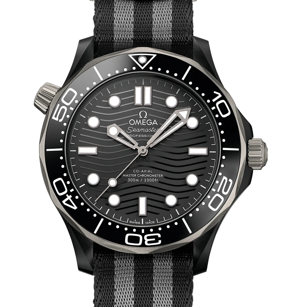 Omega 43.5 mm, black ceramic on NATO strap