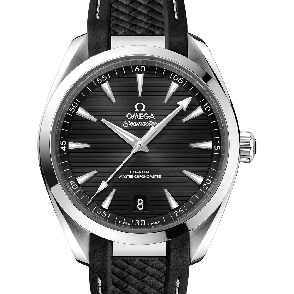 Omega 41 mm, steel on rubber strap