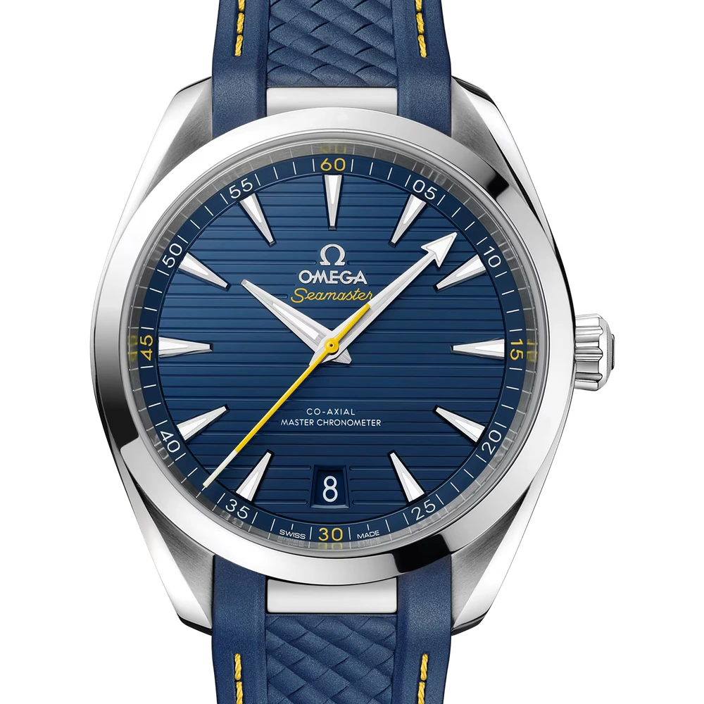 Omega 41 mm, steel on rubber strap
