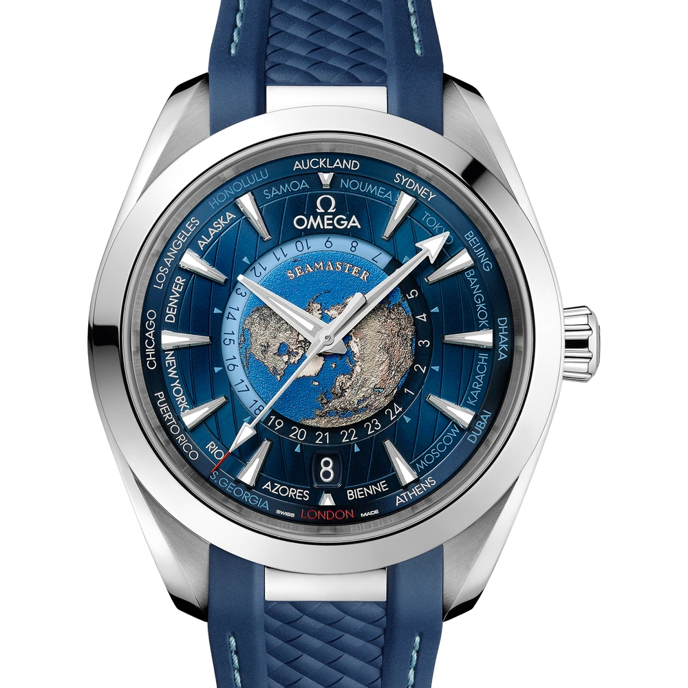 Omega 43 mm, steel on rubber strap