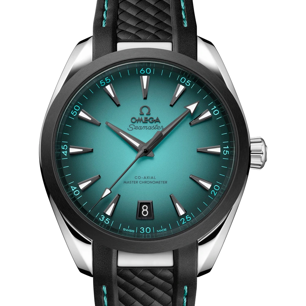 Omega 41 mm, steel on rubber strap