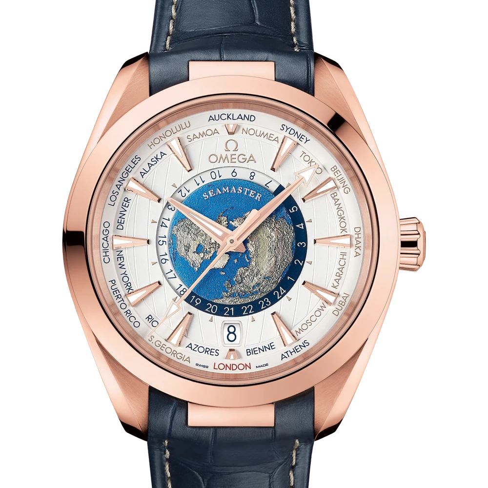 Omega 43 mm, Sedna gold on leather strap