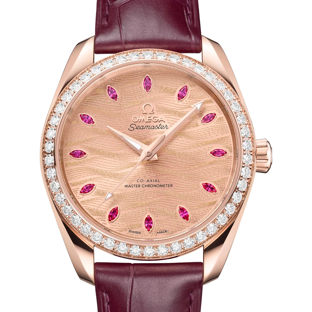 Omega 38 mm, Sedna gold on leather strap
