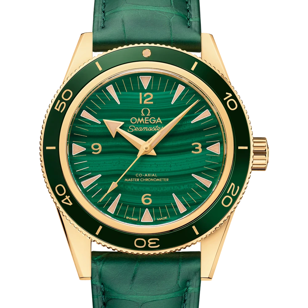 Omega 41 mm, yellow gold on leather strap