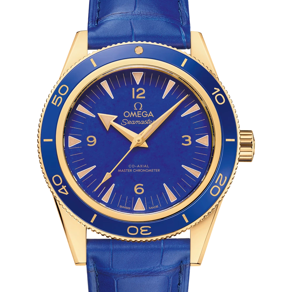 Omega 41 mm, yellow gold on leather strap
