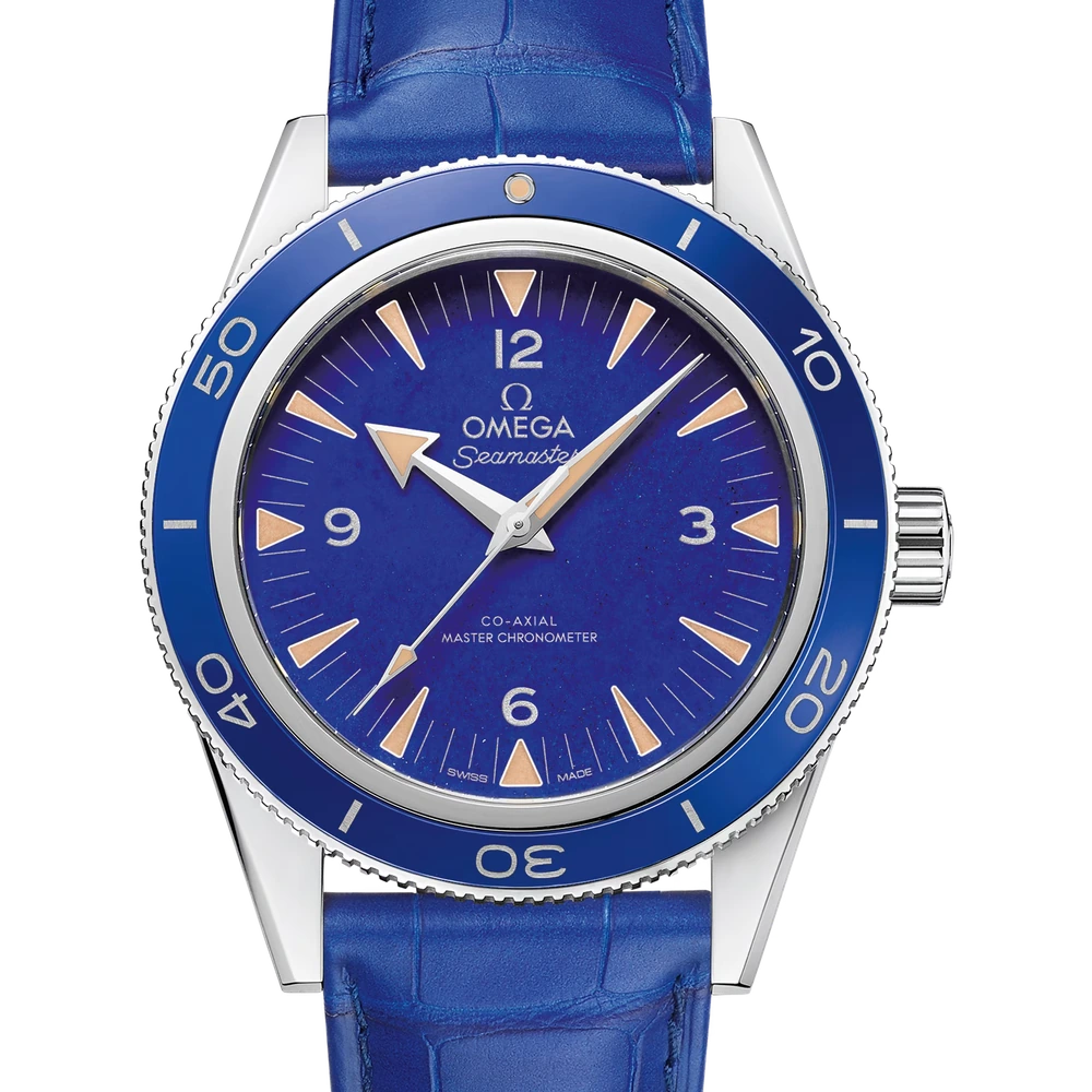 Omega 41 mm, platinum on leather strap