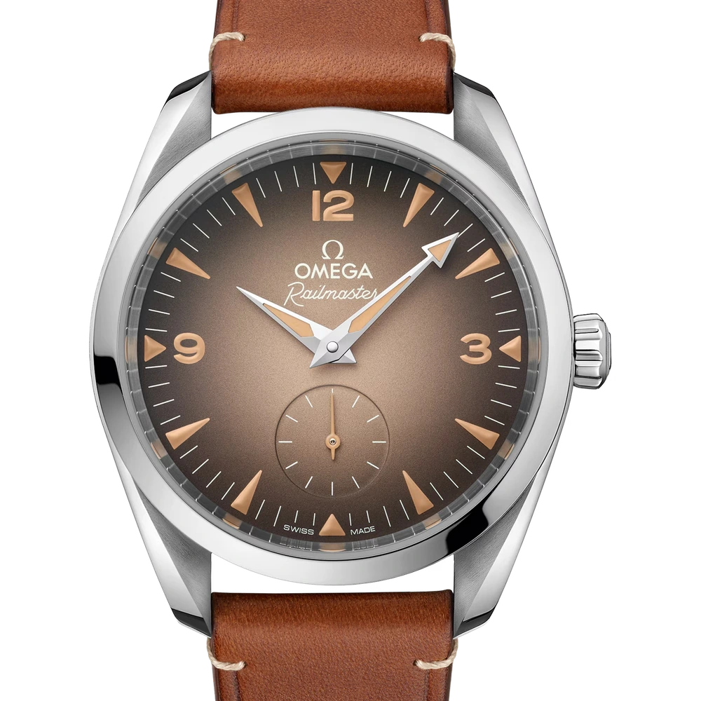 Omega 38 mm, steel on leather strap