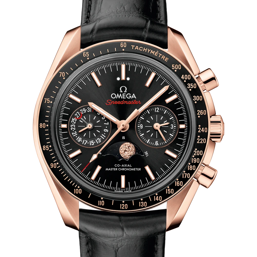Omega 44.25 mm, Sedna gold on leather strap