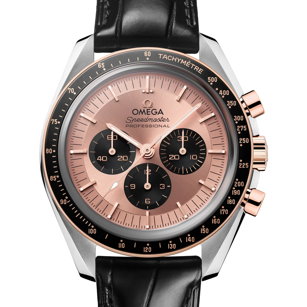 Omega 42 mm, steel - Sedna gold on alligator