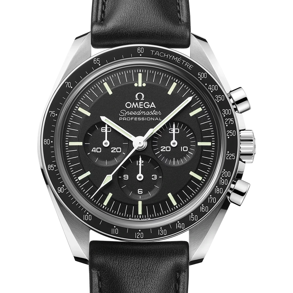 Omega 42 mm, steel on leather strap
