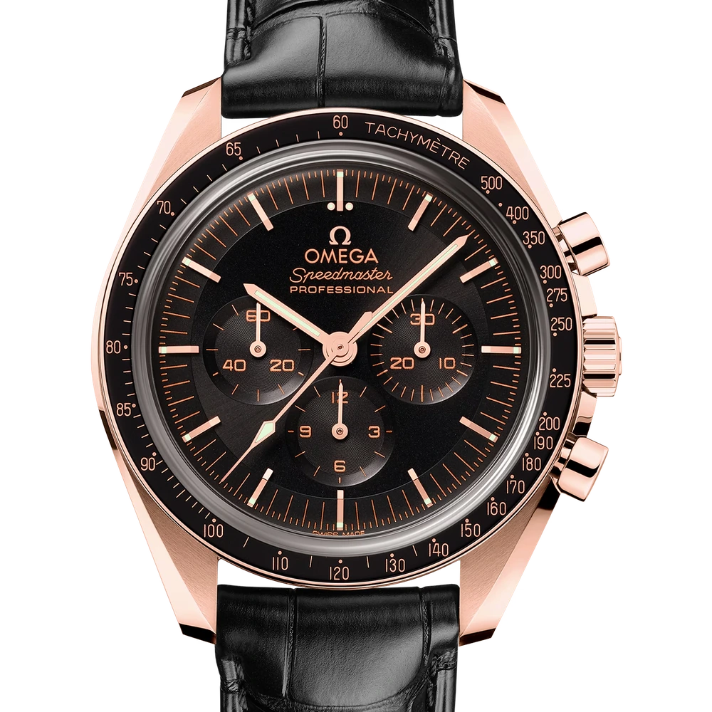 Omega 42 mm, Sedna gold on leather strap