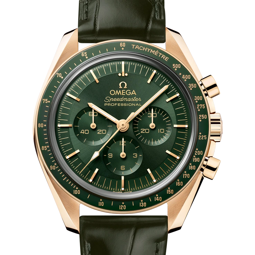 Omega 42 mm, Moonshine gold on leather strap