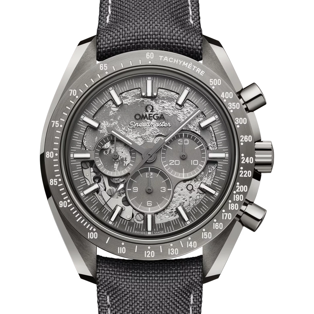 Omega 44.25 mm, grey ceramic on coated nylon fabric strap
