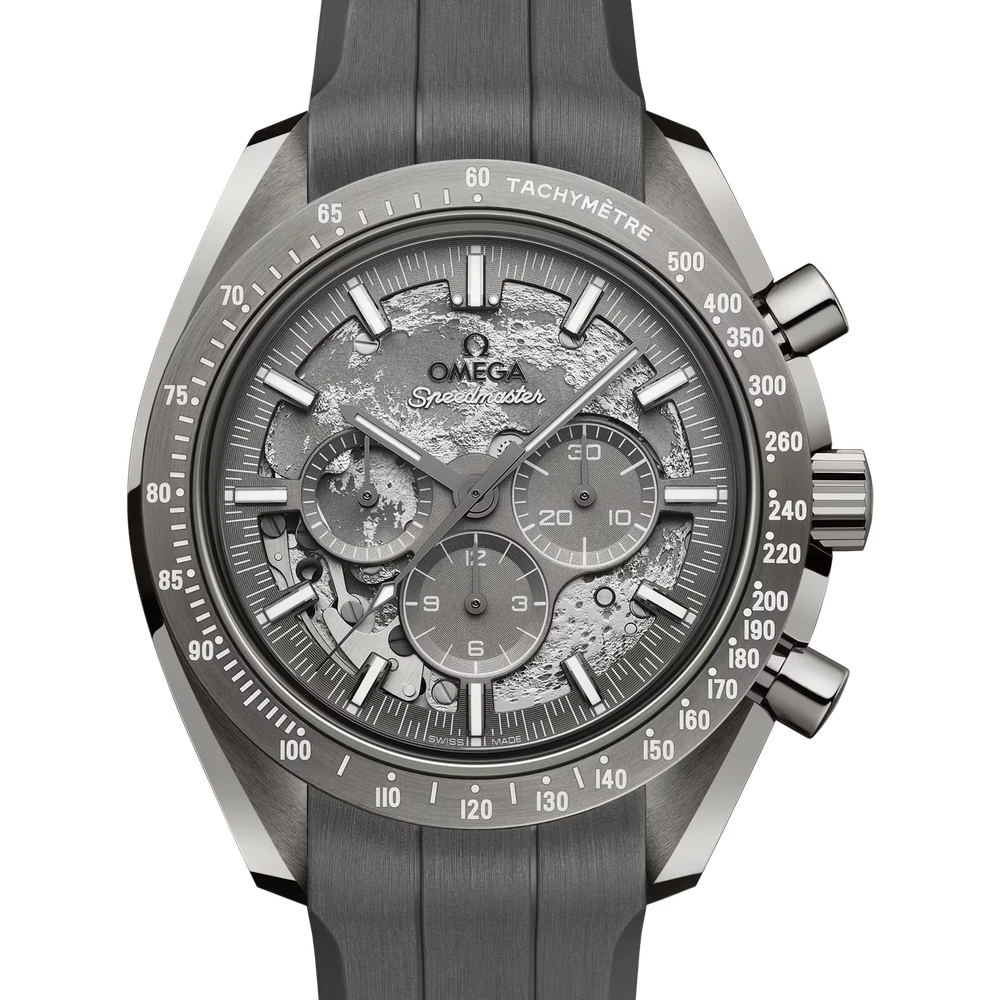 Omega 44.25 mm, grey ceramic on rubber strap