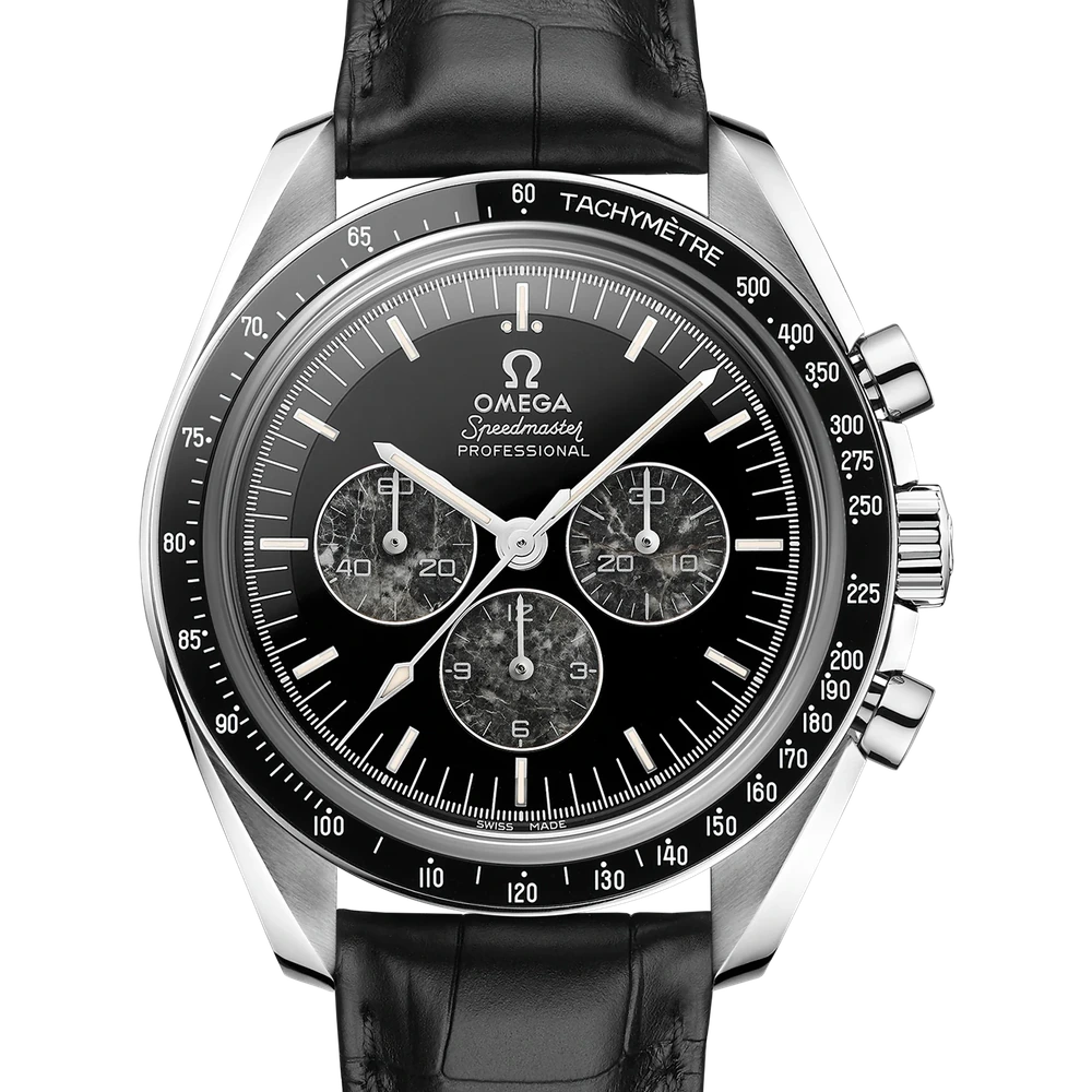 Omega 42 mm, platinum on leather strap