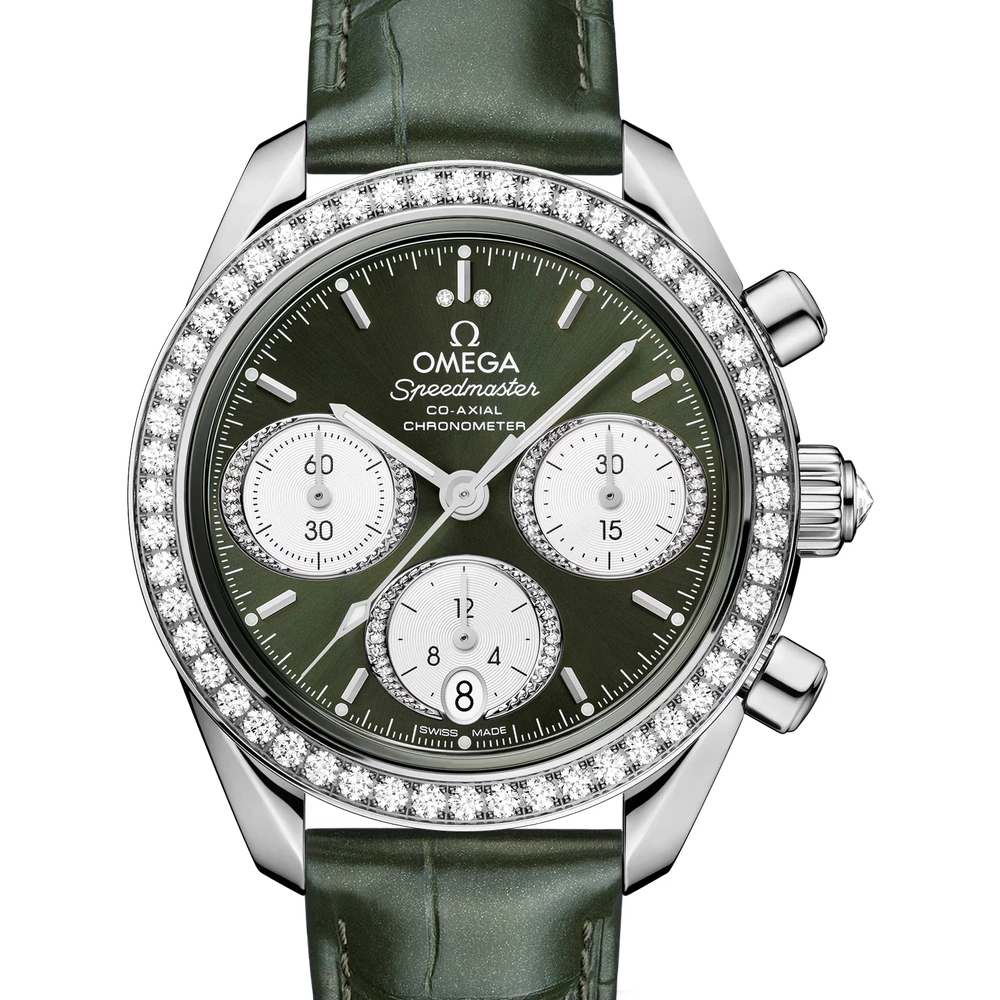 Omega 38 mm, steel on alligator