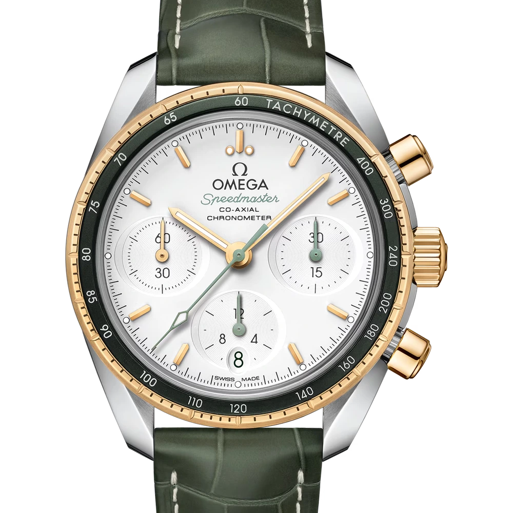 Omega 38 mm, steel - yellow gold on leather strap