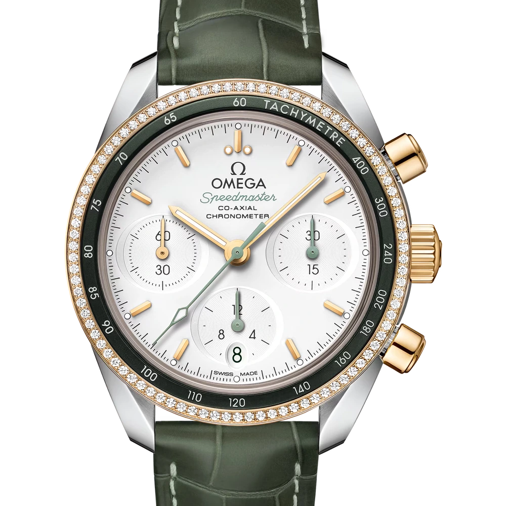 Omega 38 mm, steel - yellow gold on leather strap