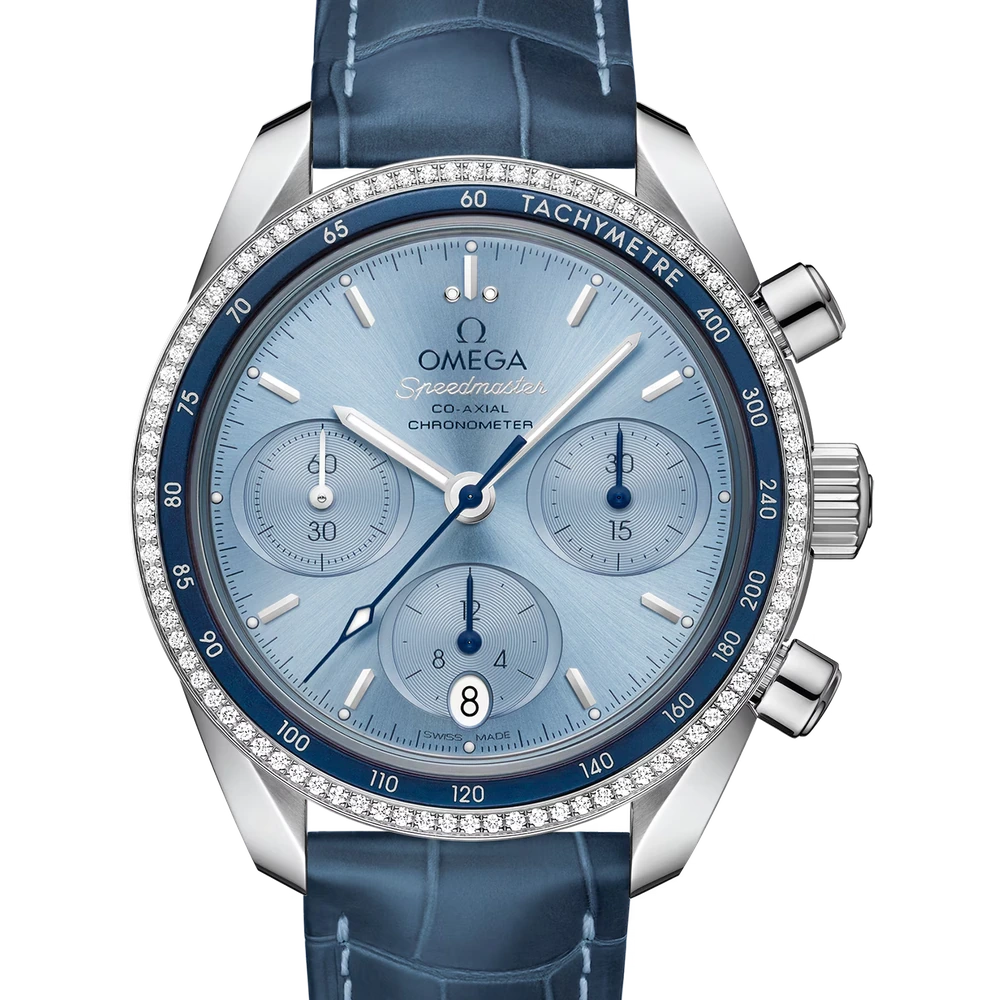 Omega 38 mm, steel on leather strap