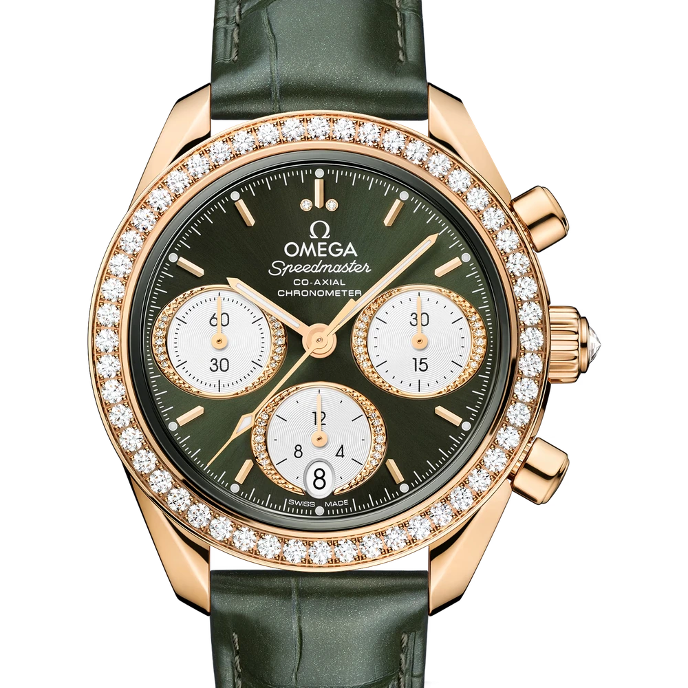 Omega 38 mm, Moonshine gold on alligator