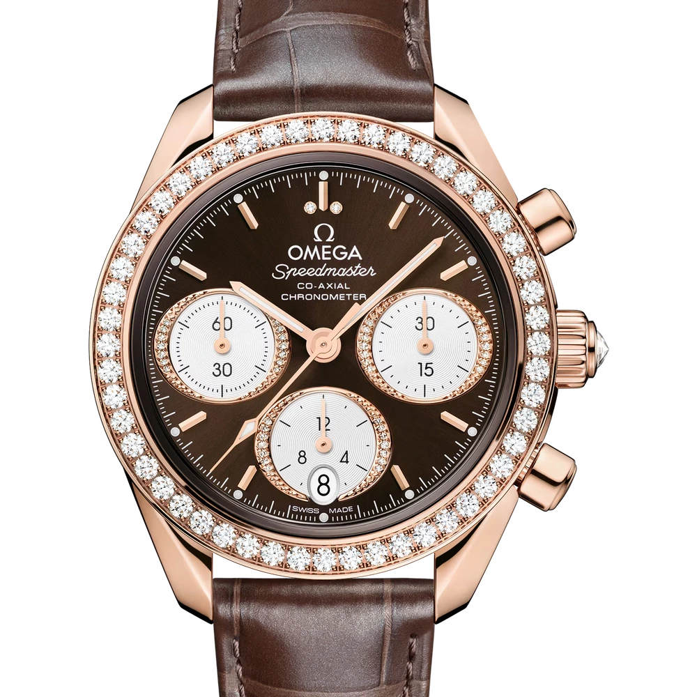 Omega 38 mm, Sedna gold on alligator