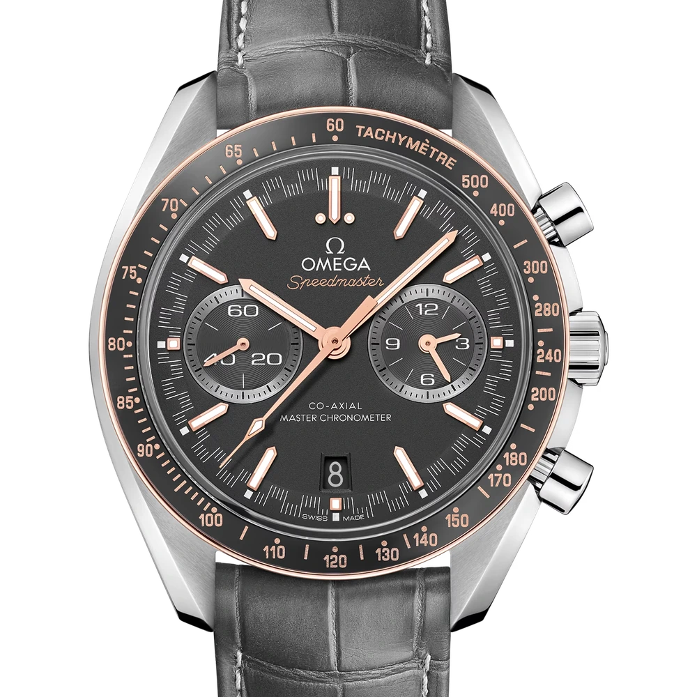 Omega 44.25 mm, steel on leather strap
