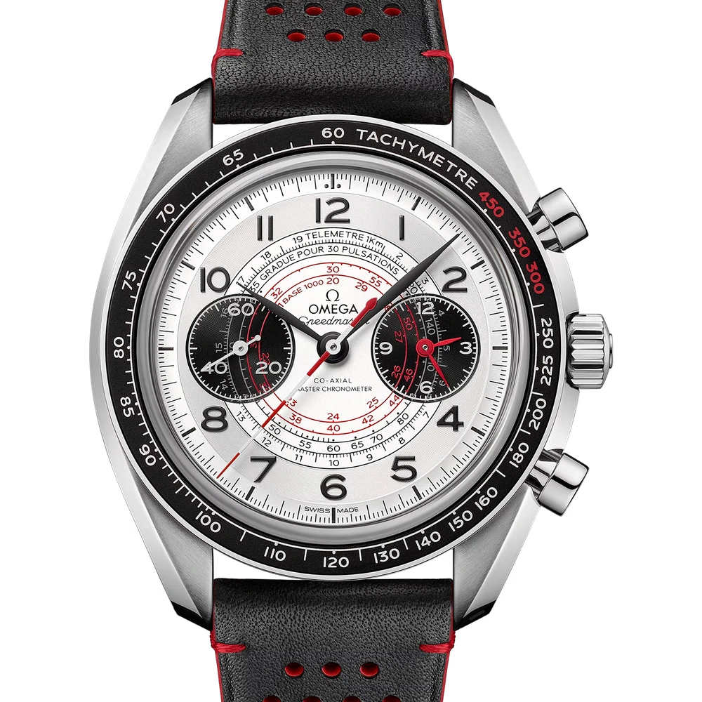 Omega 43 mm, steel on leather strap