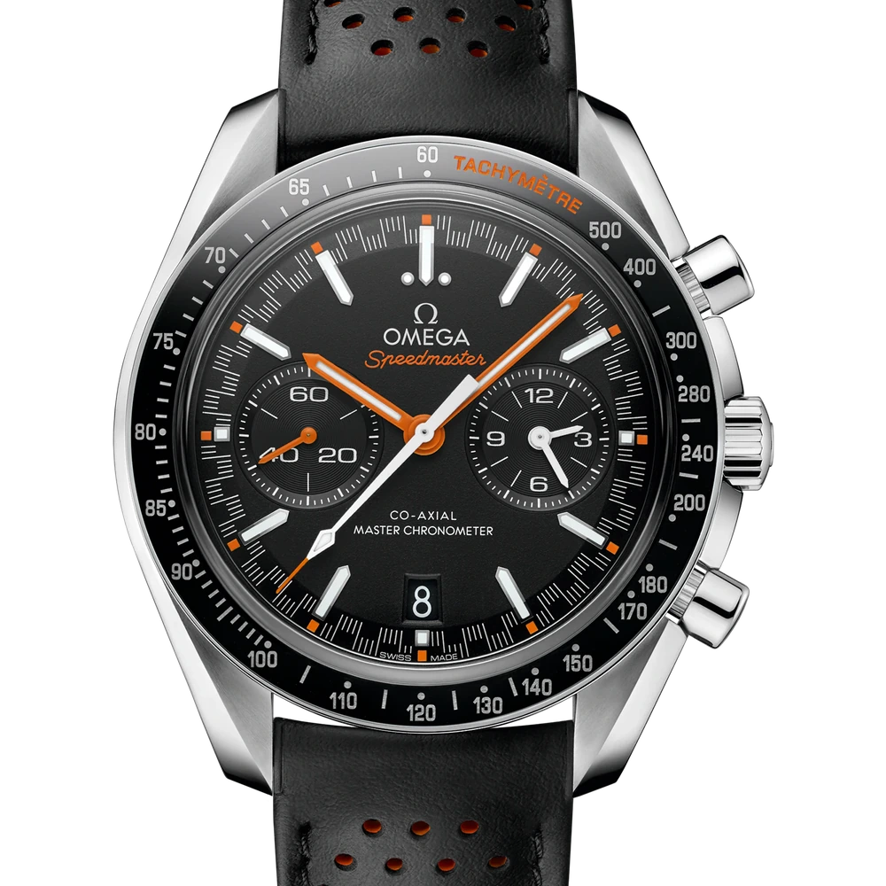 Omega 44.25 mm, steel on leather strap